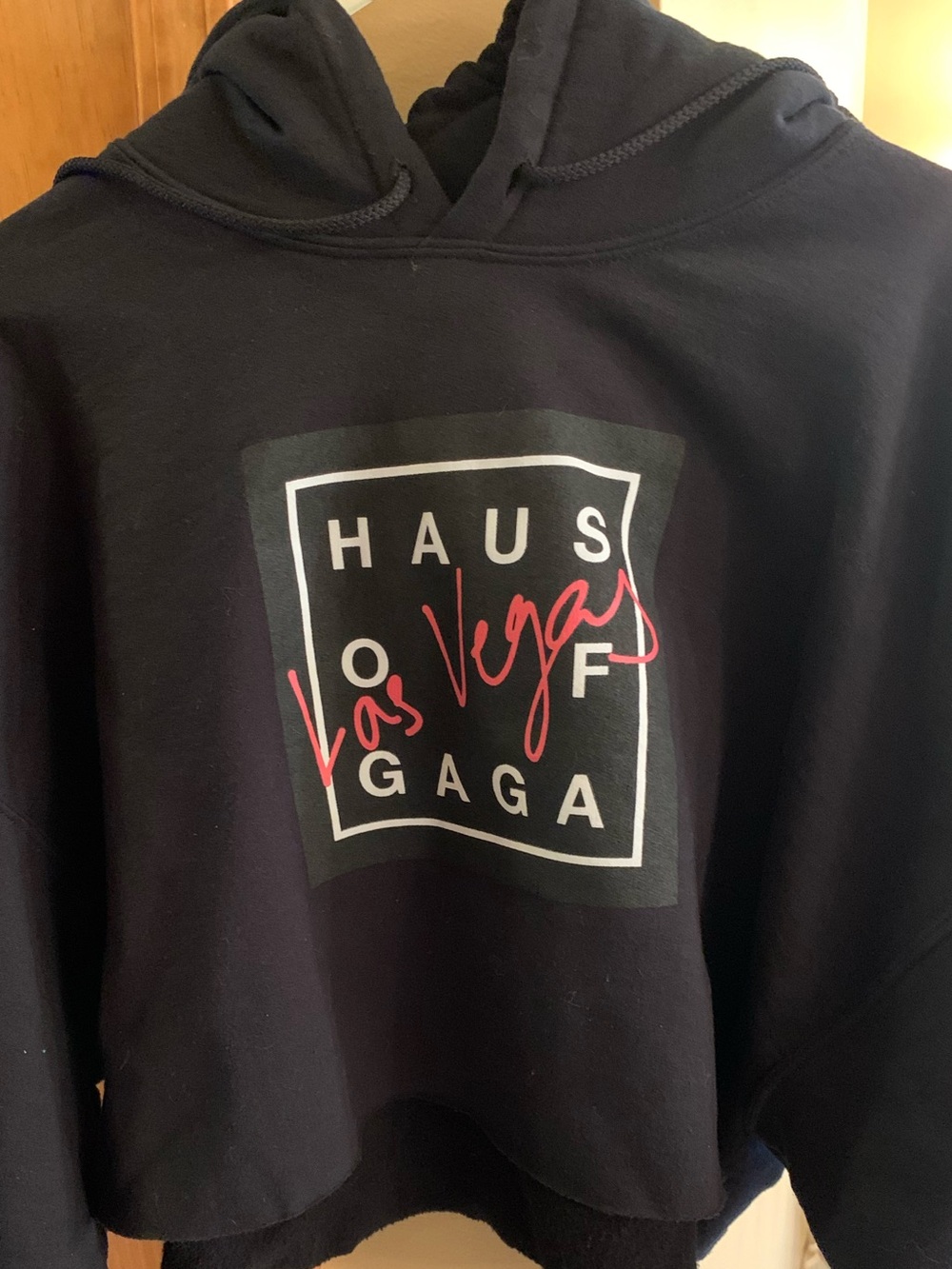 Haus of Gaga Black Graphic Crewneck Cropped Sweatshirt XXL - Las Vegas Residency